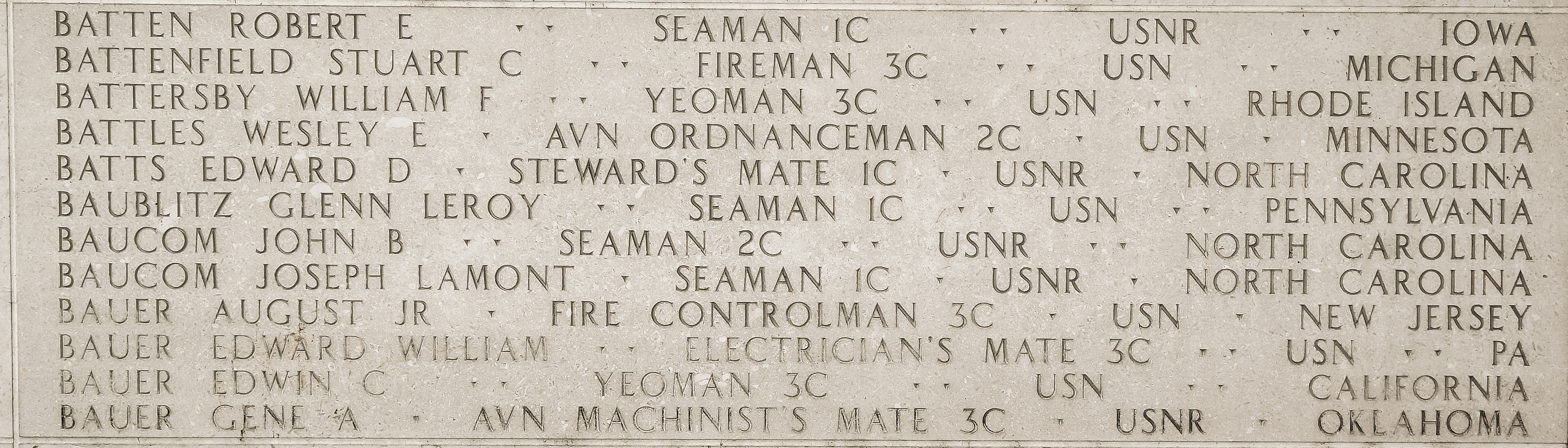 Stuart C. Battenfield, Fireman Third Class